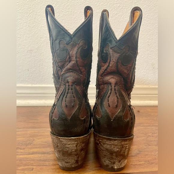 Old Gringo Cowboy Boots Brown Leather Embroidered Flame - Picture 7 of 12